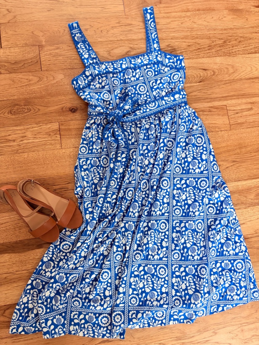 Boden Blue and White Floral Maxi Dress